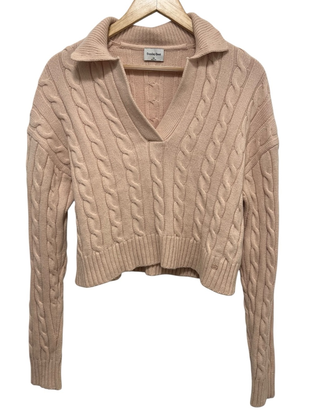 Aritzia Sunday Best Lottie Merino Wool Blend Sweater in Peachy Pink - XS